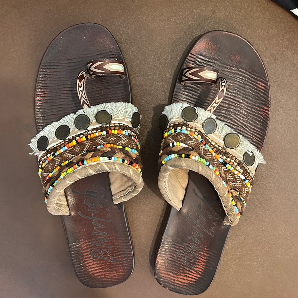 Blowfish beaded boho sandals.